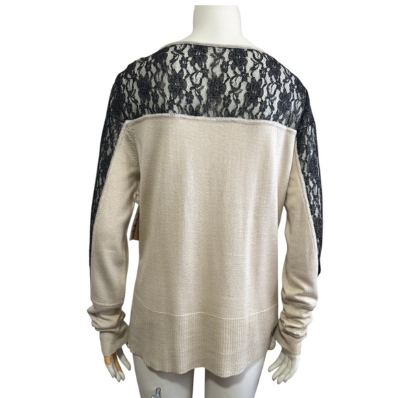 RACHEL Rachel Roy Shanghai Chic in Dove knit top with black lace yoke inset XL - Picture 7 of 13